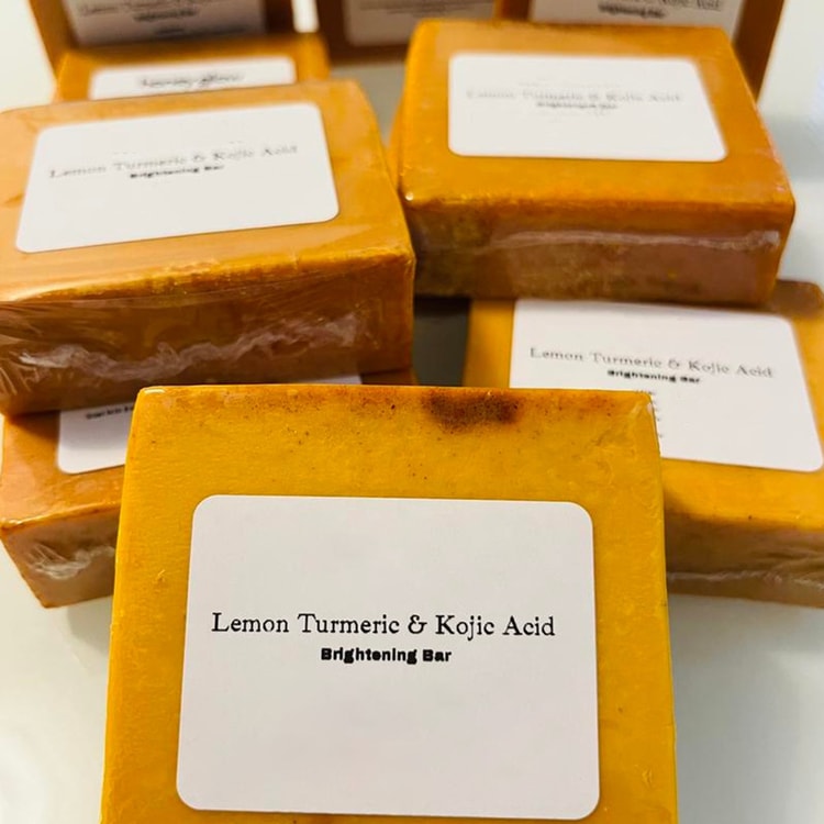 Turmeric Lemon Kojic Acid Handmade Soap for Glowing Skin Facial Body Care