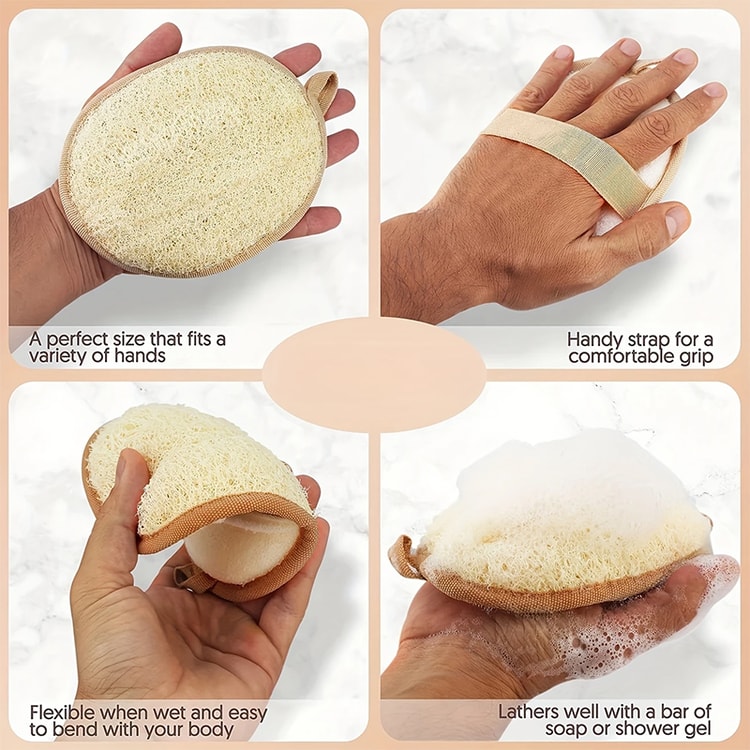 Popular Seller Soft Shower Brush Natural Loofah Exfoliating Sponge Body Scrubber Cleaner Pad Skin Care Tool