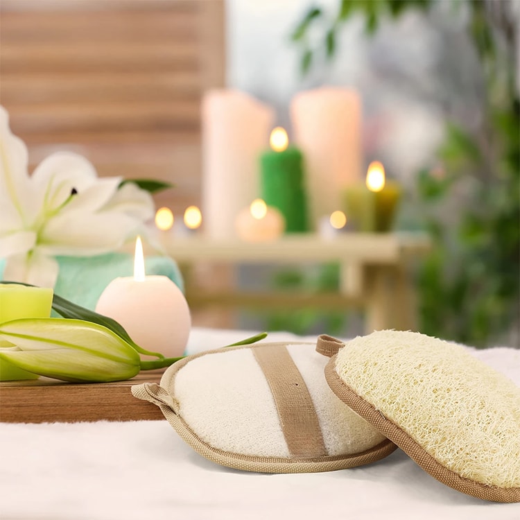 Popular Seller Soft Shower Brush Natural Loofah Exfoliating Sponge Body Scrubber Cleaner Pad Skin Care Tool