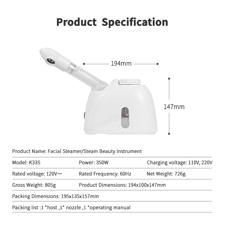 Beauty Pore Cleaner Fog Steamer, Skin Care Moisturizing Aroma Herbal Steaming SPA Machine