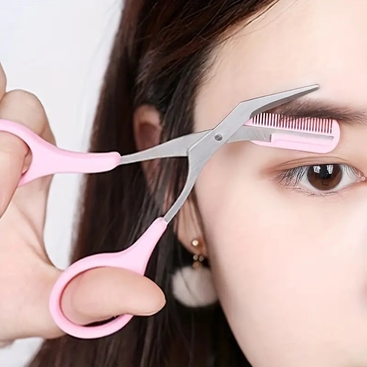 Professional Eyebrow Trimmer Set, Curved Eyebrow Razor, Scissors with Comb & Grooming Kit for Beginner Beauty Tools
