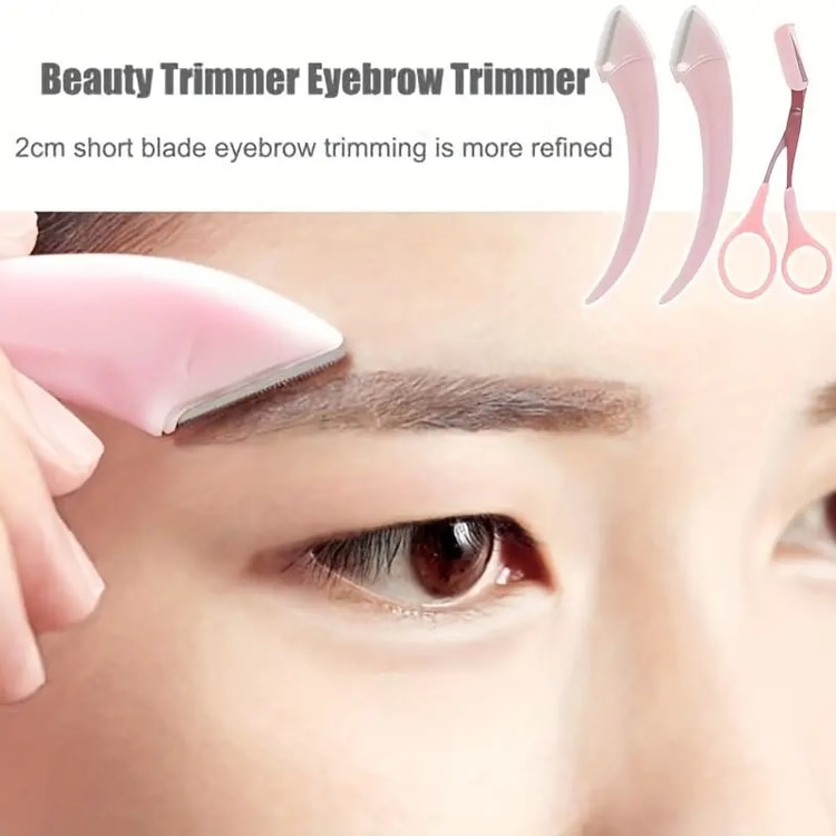Professional Eyebrow Trimmer Set, Curved Eyebrow Razor, Scissors with Comb & Grooming Kit for Beginner Beauty Tools