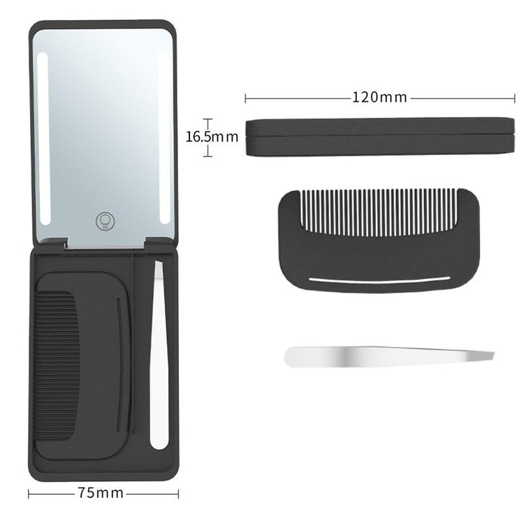 Rechargeable LED Makeup Mirror Travel Portable Cosmetic Mirror Set with Smart Fill Light and Beauty Tools