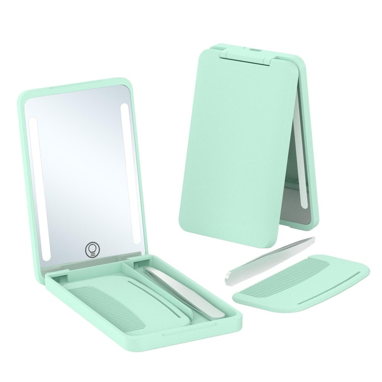 Rechargeable LED Makeup Mirror Travel Portable Cosmetic Mirror Set with Smart Fill Light and Beauty Tools
