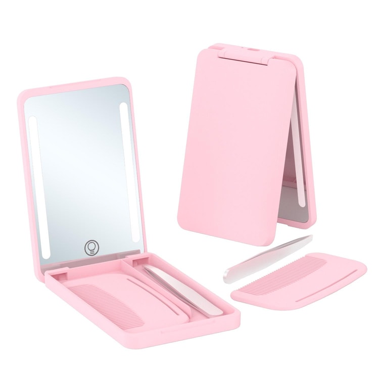 Rechargeable LED Makeup Mirror Travel Portable Cosmetic Mirror Set with Smart Fill Light and Beauty Tools