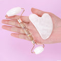 Natural Jade Gua Sha & Jade Roller Set, Facial Massager for Skin Care, Neck & Body Beauty Tools