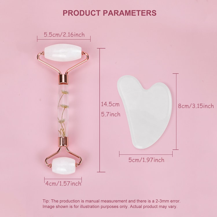 Natural Jade Gua Sha & Jade Roller Set, Facial Massager for Skin Care, Neck & Body Beauty Tools